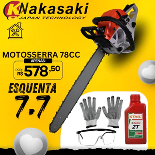 Motosserra a Gasolina Profissional 78cc Moto Serra Motoserra 3.5HP Com Oleo Sthil Stihl Sabre 20 Polegadas