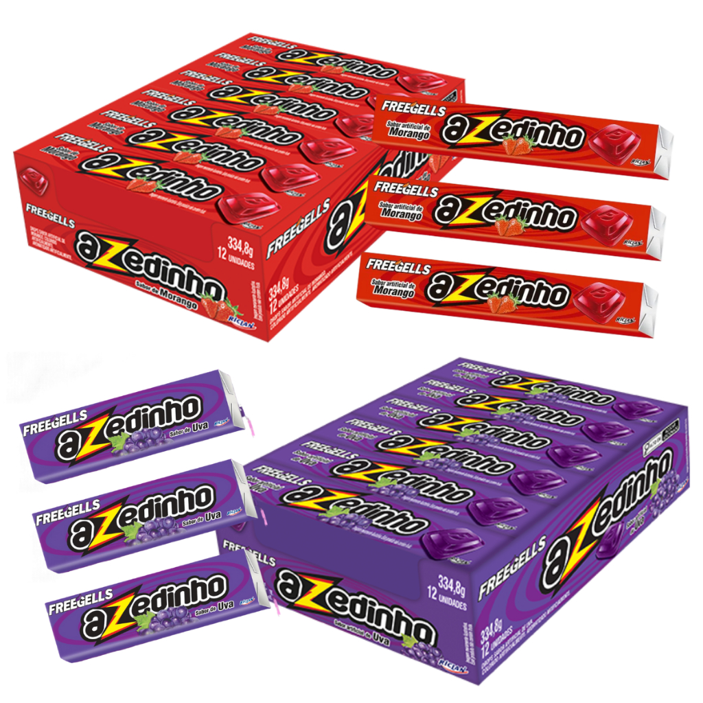 Bala Azedinho Sabor Uva ou Morango Freegells Caixa Com 12 Drops