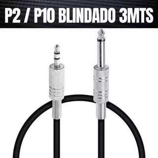 Cabo P10 para P2 3 mts Profissional Blindado Mesa Som 3 metros