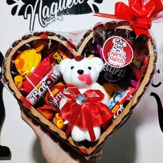 Cesta chocolate ursinho chaveiro para presente/aniversário/dia das mães/dia dos namorados/mimo/lembrancinha