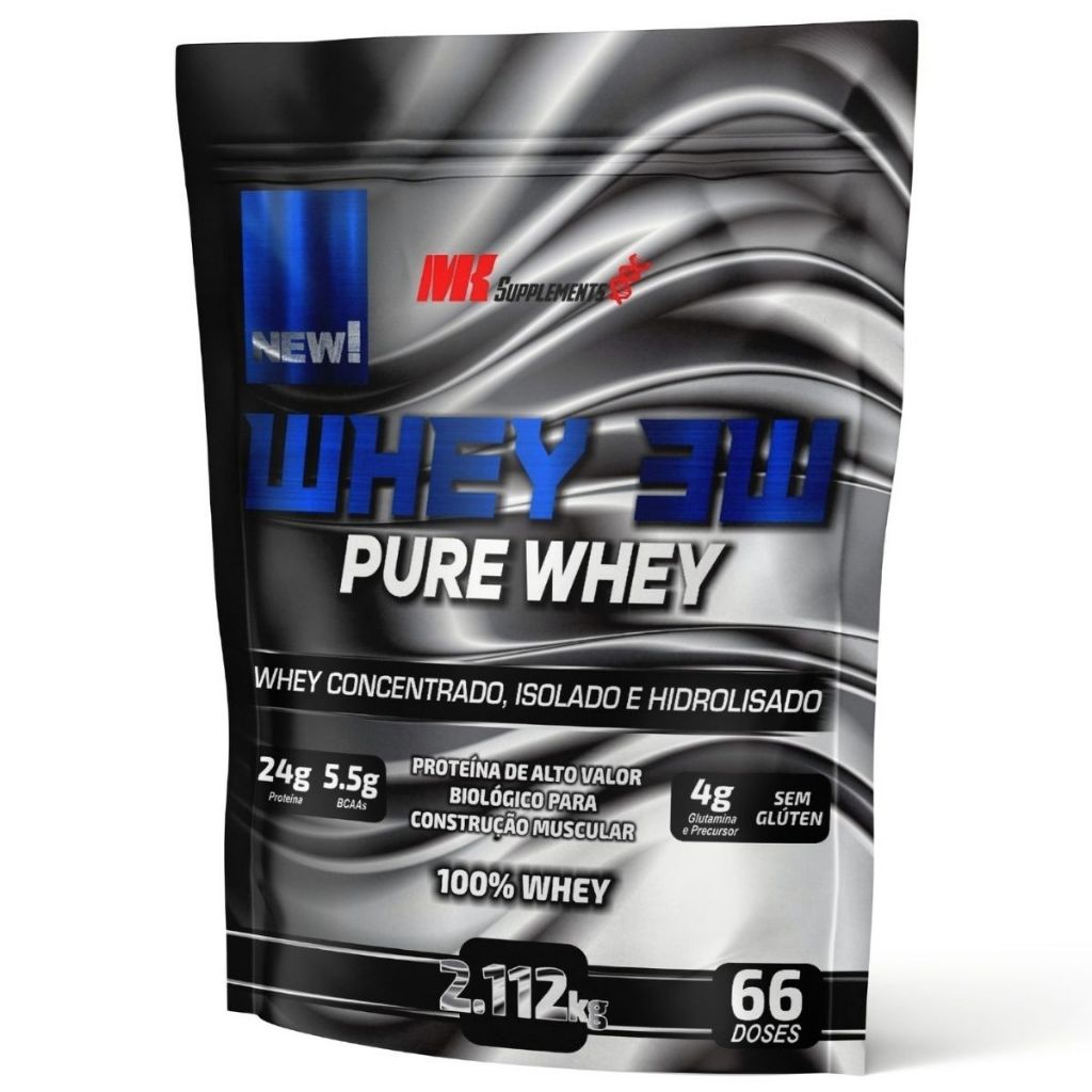 Refil Whey Protein Pure Gourmet 100% 2.112kg 3W Em Pó MK Suplementos Suplementos