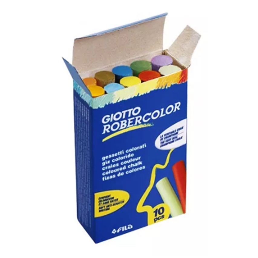 Giz Lousa Plastificado Colorido Giotto C/ 10 Unidades - Não solta Pó