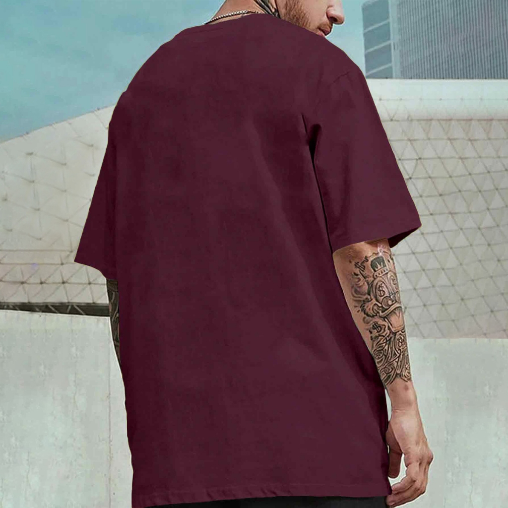 Camiseta Vinho Casual Fitness Sem Estampa Larga Confortável Blusa Oversized Longa Aesthetic Esporti