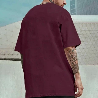 Camiseta Vinho Casual Fitness Sem Estampa Larga Confortável Blusa Oversized Longa Aesthetic Esporti