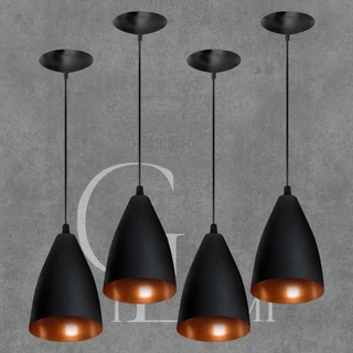 Luminaria Pendentes Kit de 4 Vegas Preto/Bronze envio imediato