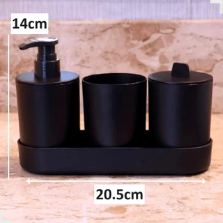 kit 4 Peças Conjunto Banheiro Lavabo Porta Sabonete Liquido Escova Dente Ecológico Sustentável