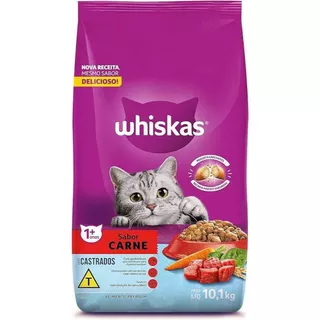 Ração Whiskas Pemium Para Gatos Adultos Castrados Sabor Carne -10,1kg