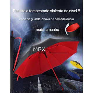 Guarda Chuva Grande Sombrinha Automático Preto Tecido Duplo Grande Reforçado Com Fibra De Vidro