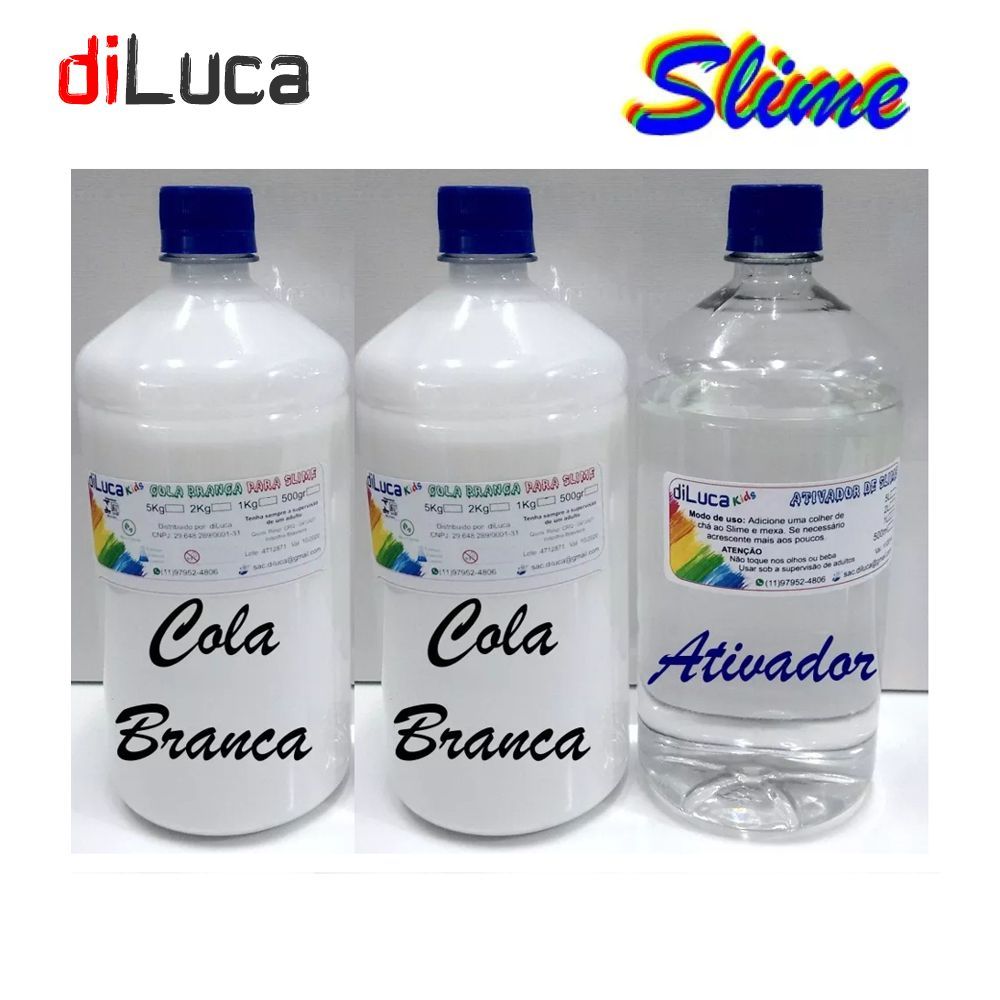 2 Colas Branca e Ativador Slime Kit 500gr cada | Shopee Brasil