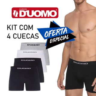 Kit Com 4 Cuecas Boxer Algodão Duomo Lisas