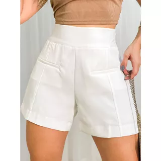 EMILI SHORT ALFAIATARIA FEMININO DETALHADO COM BOLSO FALSO FRONTAL ELEGANTE / ELASTICO NO CÕS.-S780
