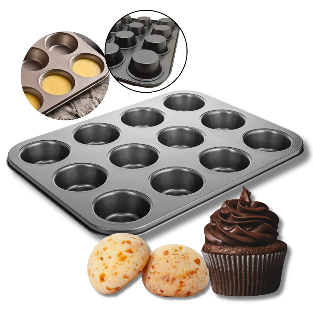 CANDeal Stampo Per Muffin E Madeleine A Forma Di Castagna - 12 Cavità, Antiaderente In Acciaio Carbonio 32,6x25,8cm