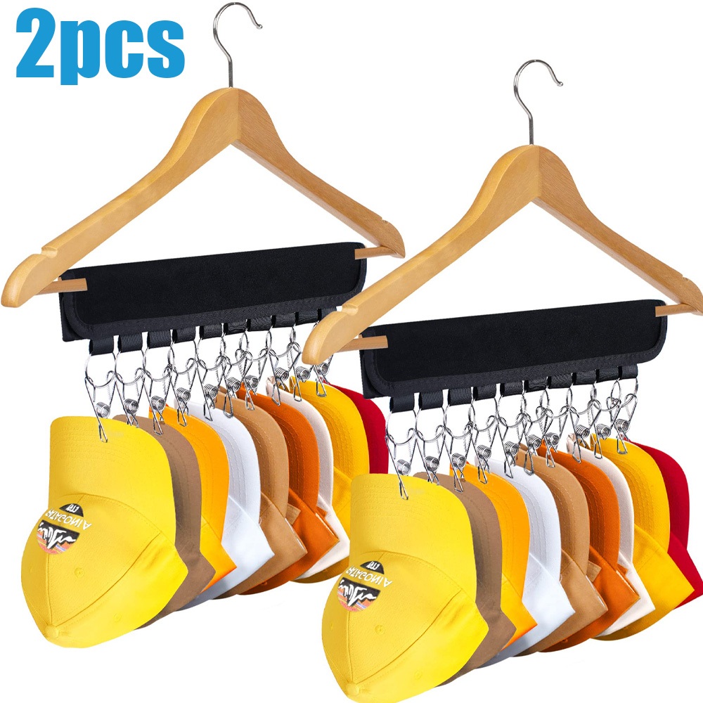 2PCS Organizador De Boné Cabide，Multi-uso Clipe Para Pendurar Boné De Beisebol Autoadesivo Com Velcro