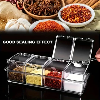 Porta Condimento Organizador De Tempero Acrílico Para Cozinha Temperos 4 potes