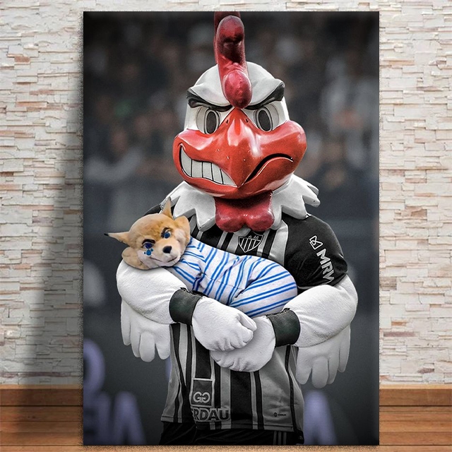Quadro Atlético Mineiro Galo com Raposa Chorando Quarto Sala MDF 20x30 60x40