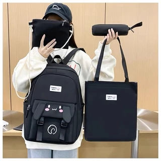 Conjunto de Mochila Escolar de 4 Peças com Estampa de Cachorrinho para Meninas - Alta Qualidade