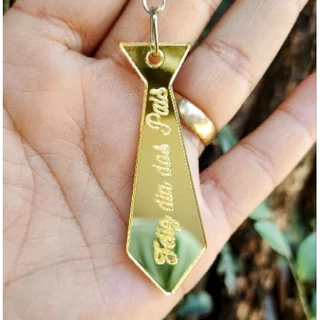 Chaveiro Acrílico Dourado Gravata Pai 40 unidades, para festa, lembraçinhas, dia dos pais