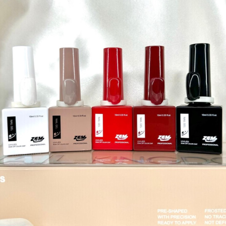 Kit c/5 Esmalte Zem QUADRADA Nail Gel Soak Off Color Coat 10ml Uv/Led Embalagem QUADRADA