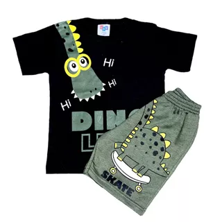Kit Sortido 10 Peças de Roupas Infantil Menino- 5 Camisetas + 5 Bermudas - Kit com 5 Conjuntos de Roupa Infantil Menino