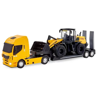 Caminhão Iveco Plataforma Com Trator Pá Carregadeira New Holland - Usual Brinquedos 584