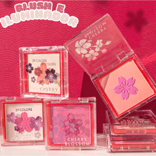 Blush e Iluminador Compacto Cherry Blossom SP COLORS