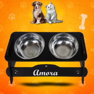 Comedouro PERSONALIZADO inclinável com TAMPAS Pet Cão e Gato