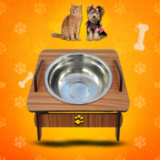 Comedouro Pet Elevado Com TAMPA Tigela Inox CÃO e GATO