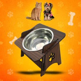 Comedouro Elevado Com TAMPA Pote Inox - Gatos E Cachorros