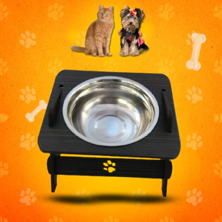 Comedouro Com TAMPA Pote Inox Elevado para CÃES E GATOS