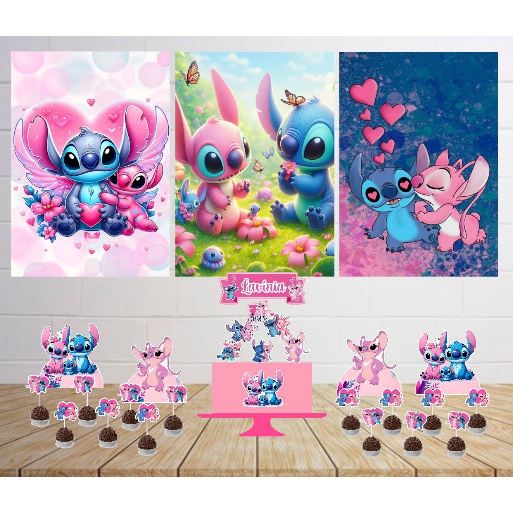 Kit Só Um Bolinho Lilo Stitch Angel Rosa - kit festa em casa Lilo ...