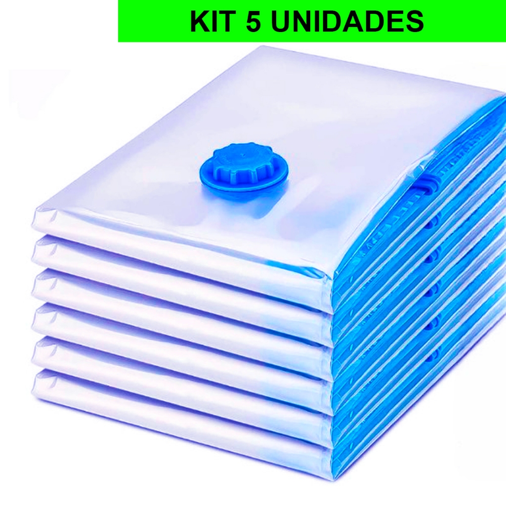 Kit 5 Saco a Vacuo Para Viagem Organizador de Guarda Roupa Saco a Vácuo ...