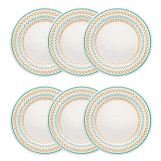 Jogo de Pratos Rasos Donna Louros 24cm 6 Peças Biona Oxford Decoração Mesa Posta