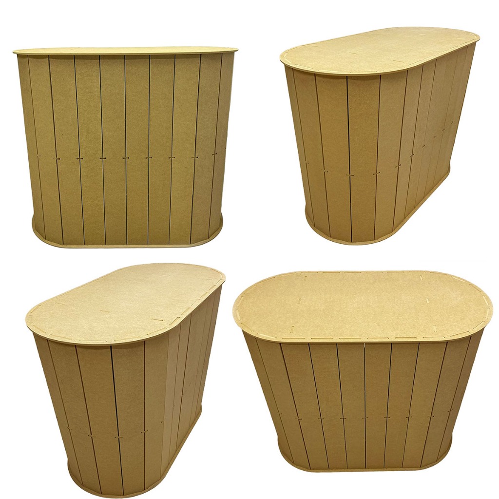 Mesa Mesinha Ripada Oval Decoração Festa Enfeite Mdf