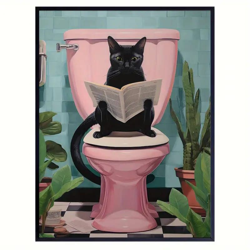 quadro Gato preto banheiro 1 peça Premiun quadro gato decoração pet shop consultório veterinário