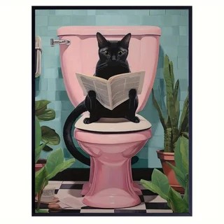 quadro Gato preto banheiro 1 peça Premiun quadro gato decoração pet shop consultório veterinário