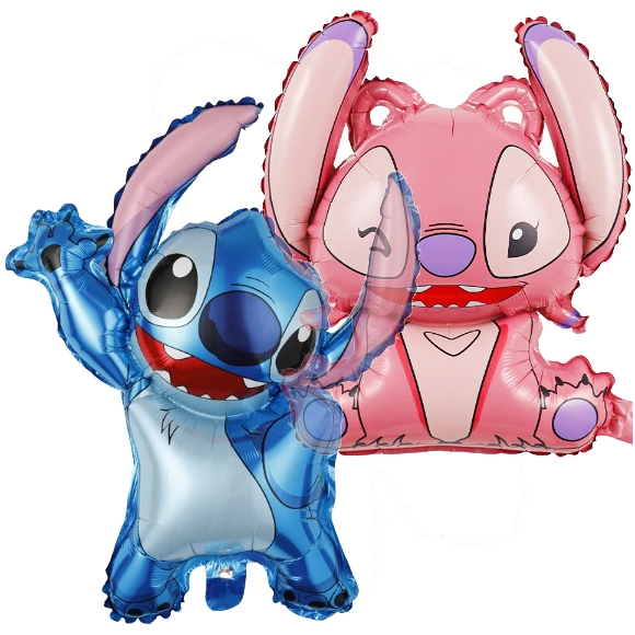Lilo Stitch Feliz 45cm KIT Balão Metalizado STICH ATACADO ALIENIGENA BONECO