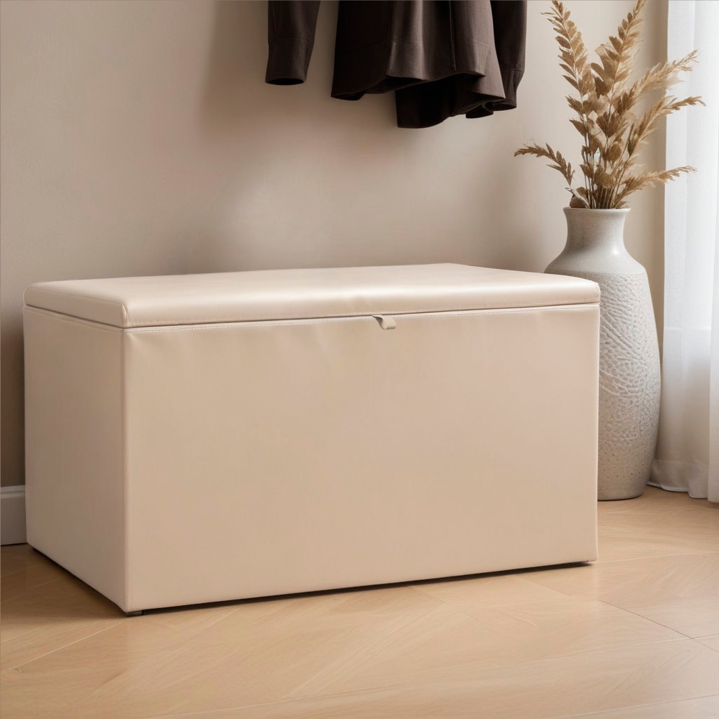 Baú Grande Retangular Em Couro Sintético 90x40x44cm - Várias Cores | Shopee Brasil