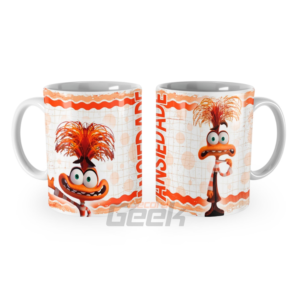 Caneca Ansiedade Divertida mente inside out 2 divertidamente Emoção Riley