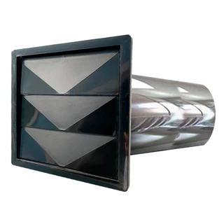 Veneziana Grade Preta Com Colarinho 20cm Para Coifas e Exaustão De Ar Tubo Duto De 120mm 12cm Plastideal