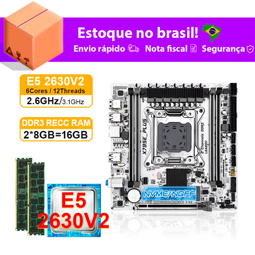 Kit xeon placa mãe x79 + xeon 2630 V2 + 16gb ram (estoque no brasil a ...