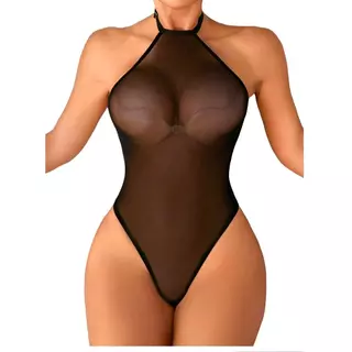 Body feminino transparente fio dental 1607 cavado estiloso confortável versátil festa balada