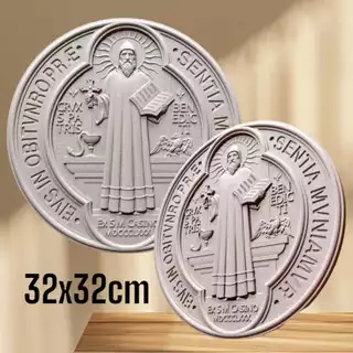 PROMOÇÃO! FORMA DE GESSO ARTESANATO - MEDALHÃO SÃO BENTO (32CM)
