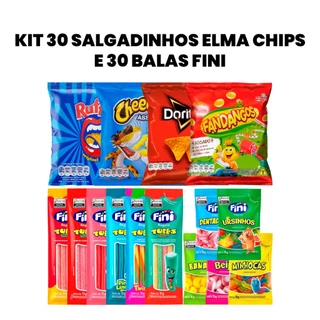 Kit 30 Salgadinhos Elma Chips + 30 Pacotes Bala Fini