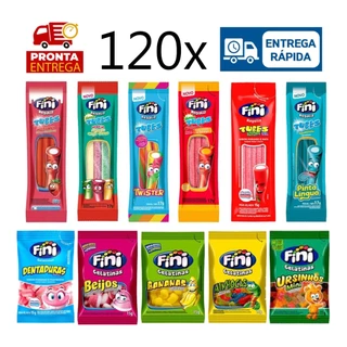 Kit Com 120 Pacotes Bala Fini Sabores Variados