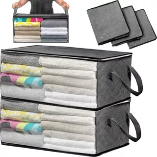 Kit 2 Bolsa Caixa Organizadora Guarda Roupas Closet Roupa Cama Toalha Anti Poeira Insentos Multiuso Dobrável