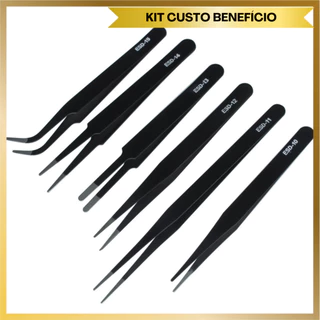 Kit Conjunto Pinças Antiestáticas Eletrônica Artesanato Joalheria Trabalhos Profissional Hobby
