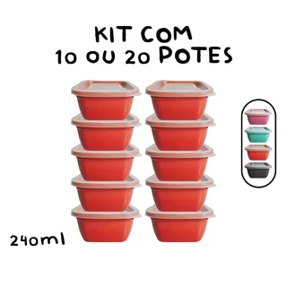 Kit 10 Potinho Pequeno de Plástico Vasilha Papinha de Bebê Gelatina 240ml