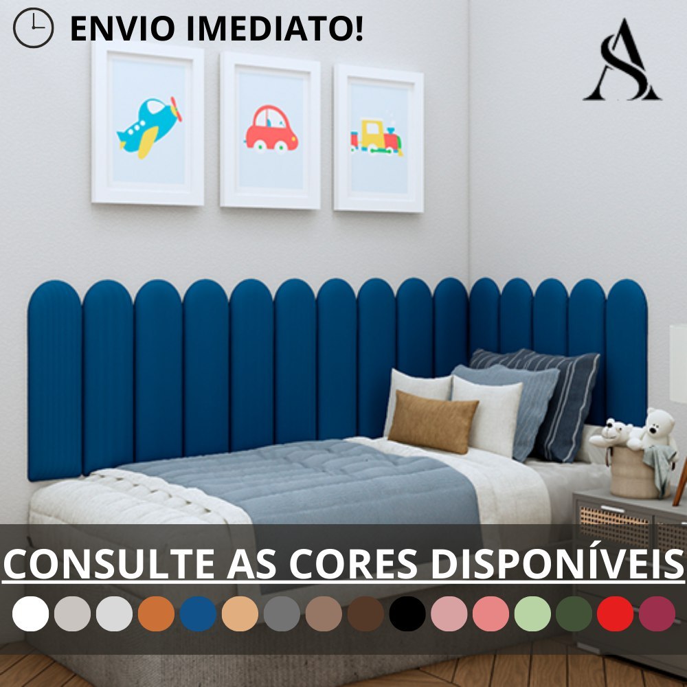 Kit Cabeceira Estofada Adesiva em Modulos Nuvem 60x20 para Cama de Solteiro Casal Queen King Box