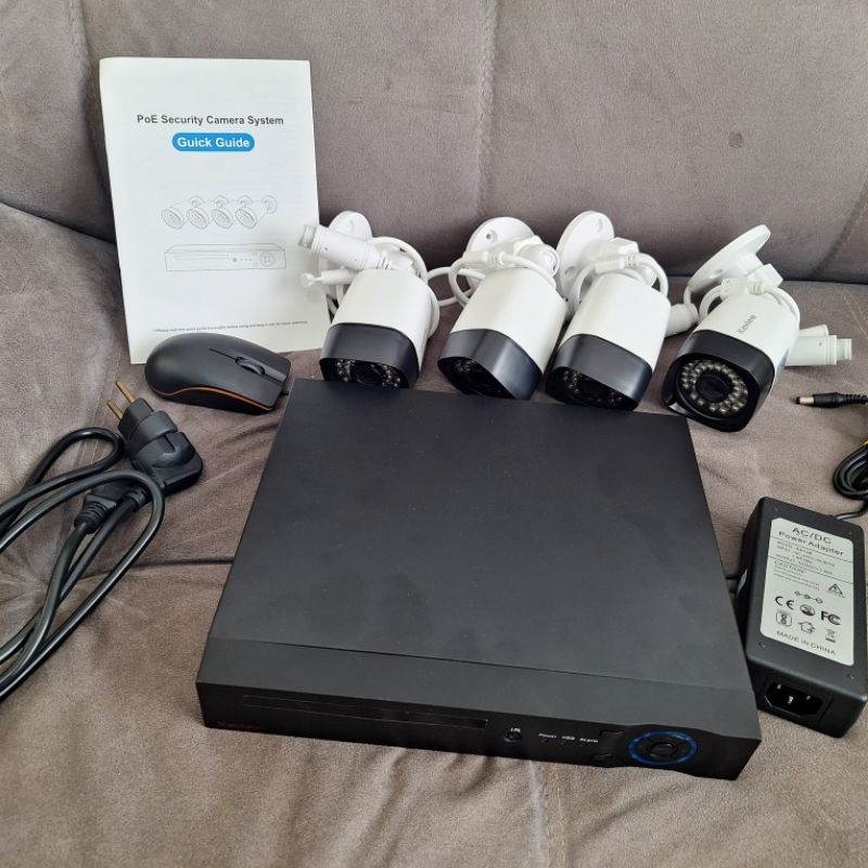 Kit camera de segurança HVR POE + 4 CAMERAS POE ip66 keview