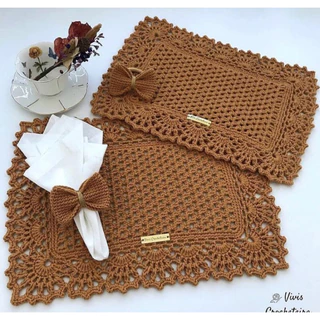 Sousplat de Crochê RETANGULAR 100% algodão kit com 4/6
